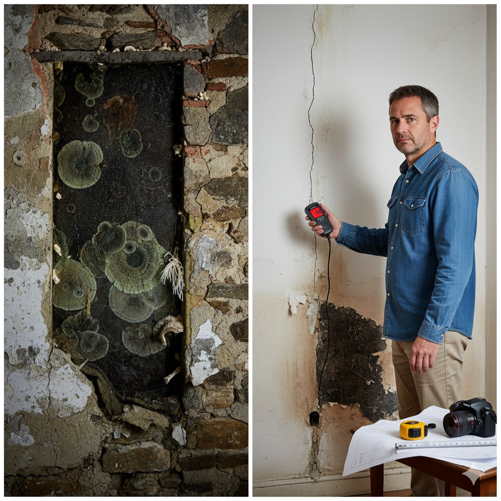 Isolation posée sur un mur humide