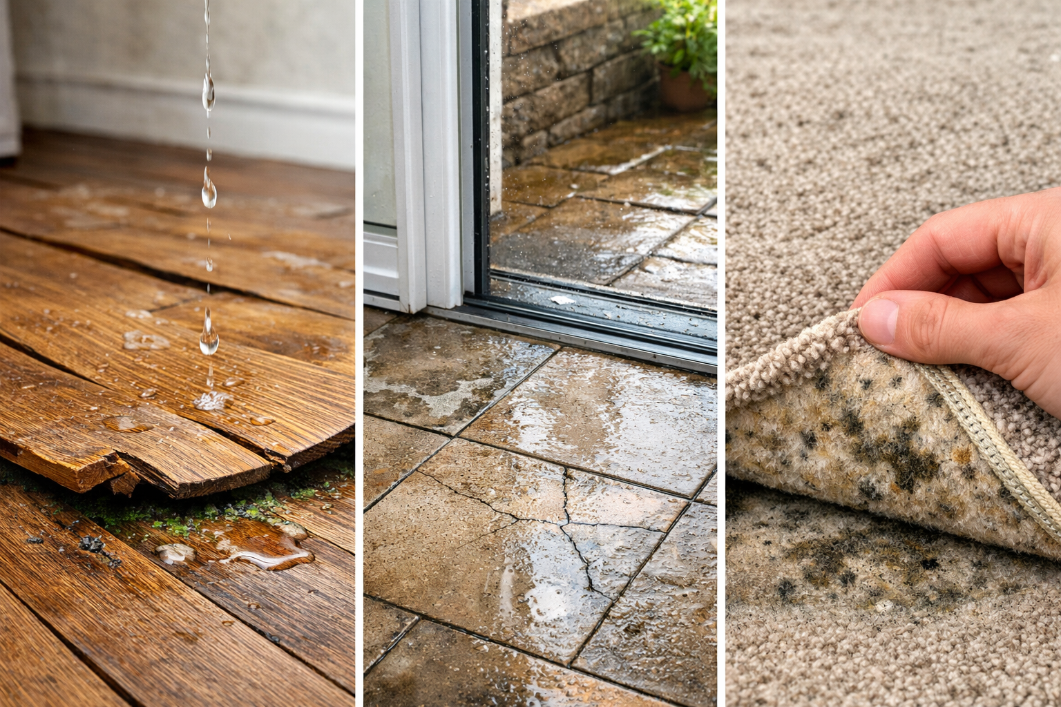 Parquet abîmé par l'humidité